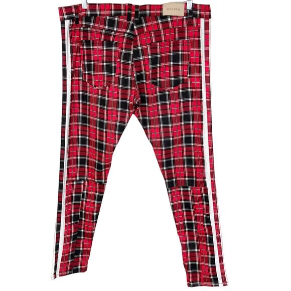 NEW Golden Denim The Union Rivoli Plaid Print Slim Jeans Ankle Zip Tartan 40X34 - Picture 4 of 16